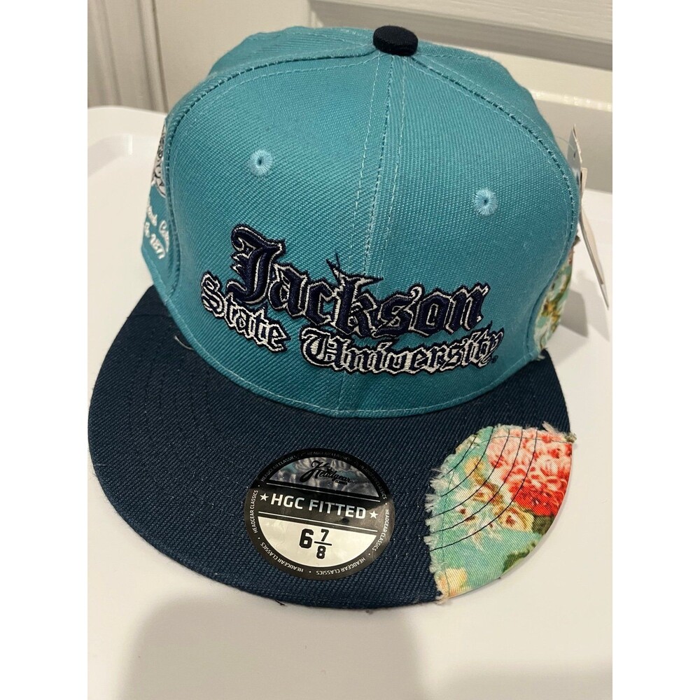 Headgear Classics Howard University Fitted Hat Size 6 7/8 Teal Floral Brim HGC